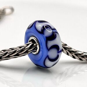 RESERVED | TROLLBEADS Blue & White Opaque Unique LAA 925S NEW Condition